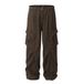 Men's Clothing Retro High Street Overalls With Multiple Pockets, Wide Leg Casual Pants For Men And Women, Loose Mopping Pants_viptrois.com