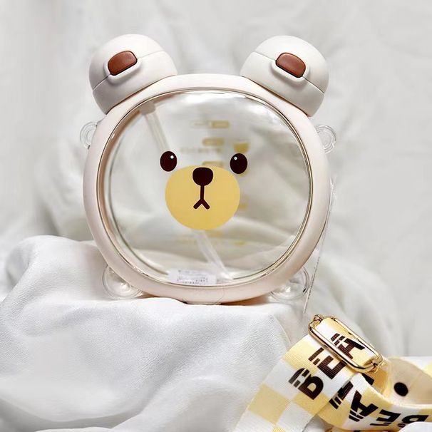 Cara bear double drinking cup children's water cup with straw cute baby elementary school girl special water bottle for school_viptrois.com