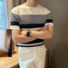 Striped Short Sleeved Sweater For Men, Light Mature British Business Style, Slim Fit, Handsome Summer Ice Silk Fashion Brand,_viptrois.com