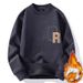 Men’s Double-Layer Fleece Sweatshirt – Retro Inspired Crewneck Pullover (Black/Green/Charcoal/Khaki, M-3XL)_viptrois.com