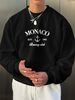 Spring And Autumn Men's Casual Loose Simple Fashion Monaco Letter Print Round Neck Long Sleeve Hoodie_viptrois.com