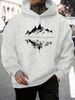 Men's Autumn And Winter Casual Fashionable Loose Hooded Sweatshirt With Mountain Reflection Pattern Printed Warm Long Sleeved Pullover_viptrois.com