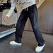 Men's Casual High Street Straight Leg Trousers American Washed Denim Jeans Loose Fit Drawstring Trendy Brand Retro_viptrois.com