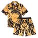 Men's Clothing Thin Five Point Sleeve Suit Men's Summer Large Size Loose Mid Sleeve T Shirt Pleated Two Piece Sportswear_viptrois.com