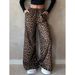 Men's Clothing Leopard Print Casual Trousers For Women, High Waisted Straight Leg, Loose Fit, Elegant Wide Leg Trousers, Floor Length Drape._viptrois.com