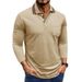 Men's Lapel Button T Shirt Long Sleeve Polo Shirt_viptrois.com