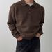 Men’s Polo Neck Sweater – Thick Knit Pullover With Ribbed Hem (Light Gray, Black, Coffee, Dark Gray, Tan, Olive Green)_viptrois.com