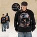 American Street Style Round Neck Long Sleeve Motorcycle Print T-Shirt Men And Women, Casual Versatile Top_viptrois.com