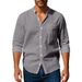 Men's Clothing Spring And Autumn Linen Shirt Long Sleeve Stand Collar Breathable Casual New Chinese Style Pocket Shirt Men's Shirt_viptrois.com