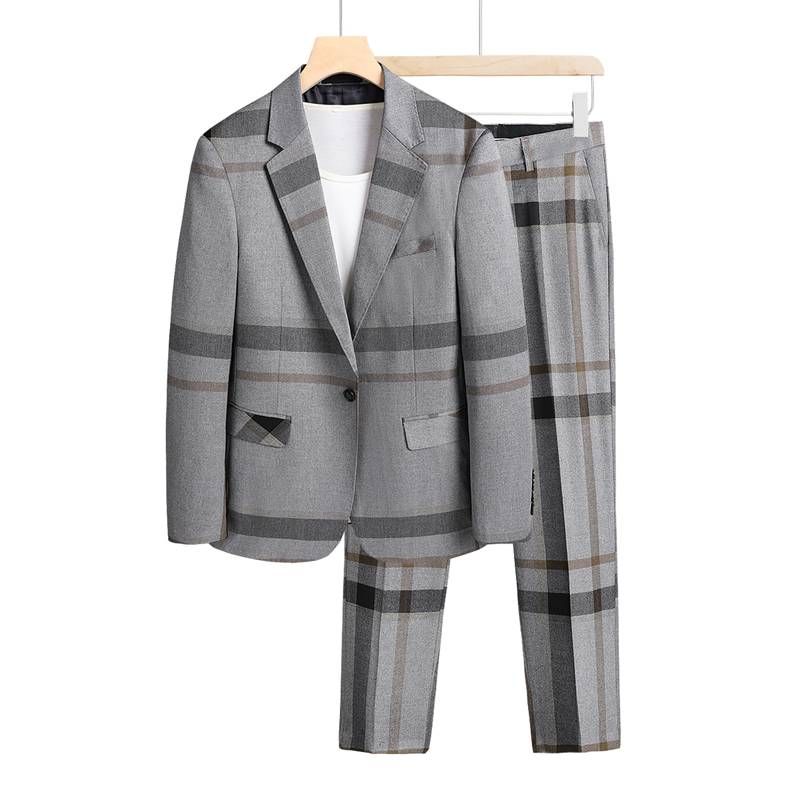 A Men's Casual Business Gentleman's Striped And Color-matched Stylish Suit For The Groom And Best Man, A Two-piece Suit And Trousers For The Wedding_viptrois.com