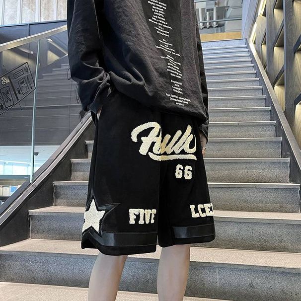 Men's Clothing Summer Embroidered Shorts Men Ins Trendy Brand Hip Hop High Street Retro Personality Student Shorts_viptrois.com