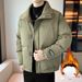 Men’s Fleece-Lined Winter Jacket – Thickened Polyester, Stand Collar, Slim Fit (M-3XL, Black/Coral Green/Moss Green)_viptrois.com