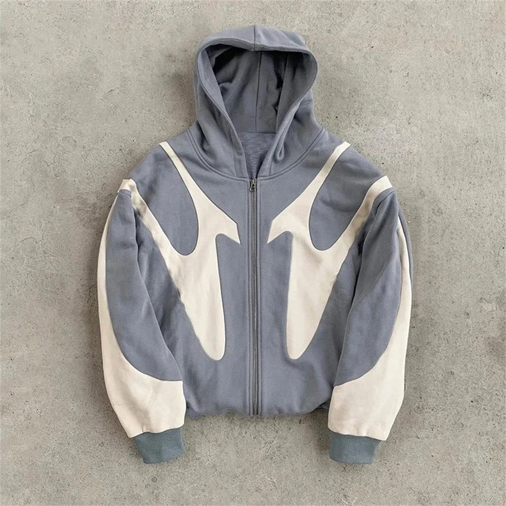 2026 European-USA Street Fashion Hoodies Jacket Women/Men Cotton Splicing Long Sleeve Casual Loose Zipper Hooded Sweatshirts_viptrois.com