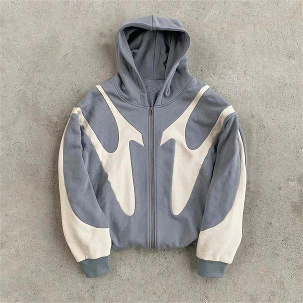 2026 European-USA Street Fashion Hoodies Jacket Women/Men Cotton Splicing Long Sleeve Casual Loose Zipper Hooded Sweatshirts_viptrois.com