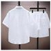 Men's Clothing Summer Ice Silk Suit For Men, Handsome Trendy Short-sleeved Shirt And Shorts, A Set Of Plaid Thin Sports And Leisure Two-piece Suit_viptrois.com