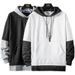 Men's Oversized Hooded Sweatshirt - Long Sleeve Pullover With Color Block Design, Lightweight Polyester, Casual Streetwear For Teens & Young Adults_viptrois.com