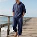 Men's Linen Hooded Shirt & Long Pants Set - Relaxed Fit, Breathable Fabric, Casual Beachwear For Spring & Summer_viptrois.com