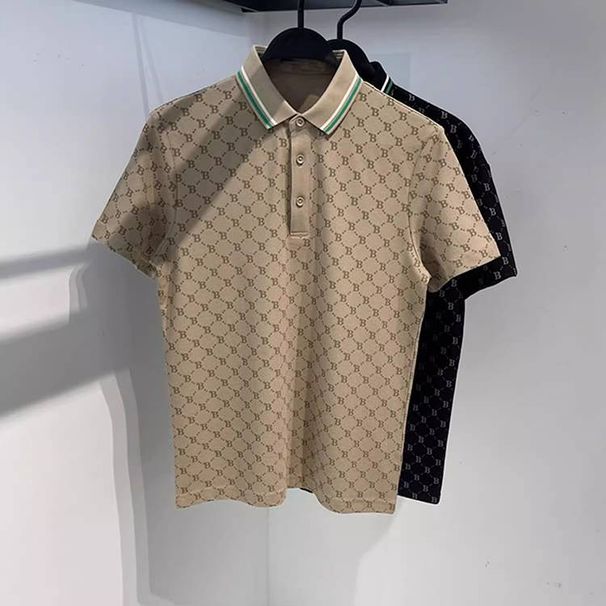 2027 Summer Fashion European-USA Style Top Tee Men Cotton Lapel Half Button Printing Short Sleeve Casual T-Shirt S-3XL_viptrois.com