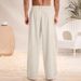 Men's Clothing Solid Color Men's Loose Cotton And Linen New Chinese Style Casual Trousers Trousers_viptrois.com