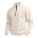 Men's Waffle-Knit Pullover Sweatshirt – Stand Collar Half-Zip Pocket Long Sleeve Casual Hoodie (5 Colors: Black/Navy/Khaki/White/Light Gray)_viptrois.com