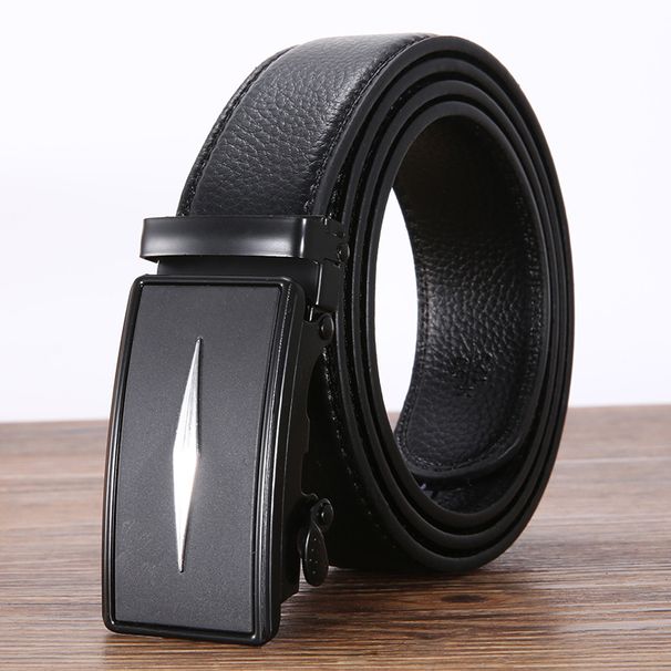 Men's Automatic Buckle Belt Fashionable Casual PU Scratch Resistant Trouser Belt Without Standard Iron Buckle Street Goods_viptrois.com