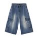 Men's Clothing Multi Pocket Skateboard Hip Hop Denim Shorts Men's Cropped Pants Loose Mid Length Pants Summer_viptrois.com