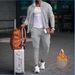 Men's Waffle Knit Zip-up Hoodie & Jogger Set - Fleece Lined Winter Lounge Wear With Pockets, Lightweight & Warm Comfort Outfit For Casual & Sports_viptrois.com