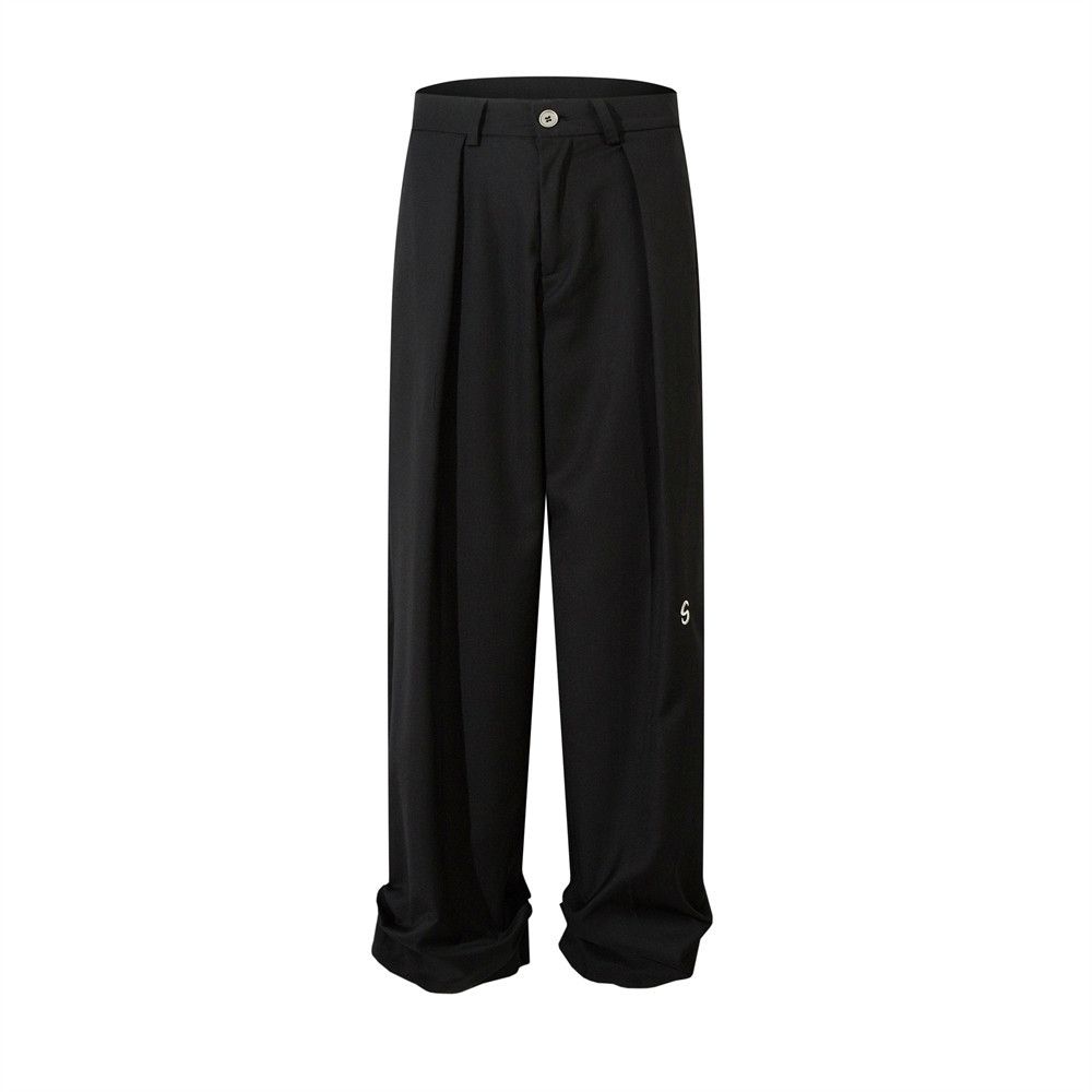 Men's Clothing High Street Single Breasted Two Button Suit Jacket Loose Pleated Wide Leg Suit Pants_viptrois.com