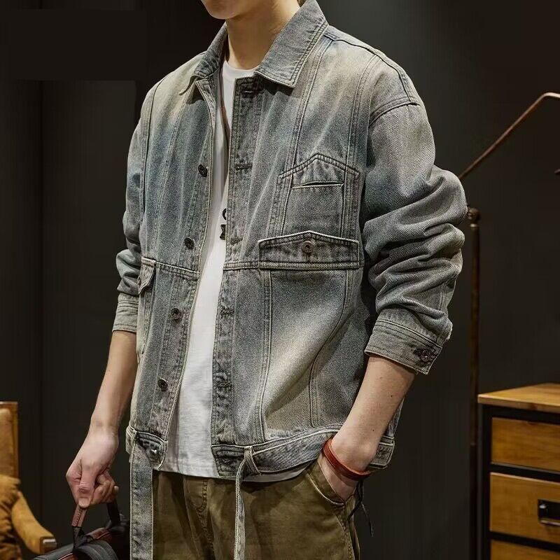 Men's Clothing All Match Trendy High Street Retro Style Sequined Fashionable Denim Jacket All Match Handsome Trend_viptrois.com