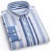 Men's Clothing Men's Casual Long Sleeve Shirt - Blue & White Striped Cotton Blend Relaxed Fit Button Down Shirt For Autumn & Spring_viptrois.com