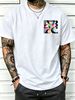 100% Cotton Men Oversized T-shirt Rainbow Gradient ABC Monogram With Stripes Print Crew Neck Short Sleeve Streetwear Tee_viptrois.com