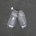 Men's Clothing Hole Loose Embroidery Washed Drape Casual Seven Point Denim Shorts_viptrois.com