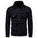 Loom Autumn New Foreign Trade Men's Knitted Cross-Border Fashion Solid Color Turn-Down Collar Workwear Cardigan Outerwear_viptrois.com
