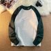 Loom 2025 Heavyweight Raglan Long Sleeve Spring Summer American Style Color Block Patchwork Base Shirt Loose Round Neck_viptrois.com
