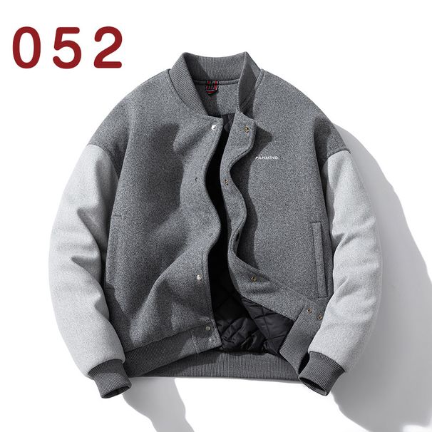 Men's Clothing New Year's Uniform Vintage Baseball Uniform Men And Women Couple Woolen Color Matching Jacket Quilted Thick Student Coat Trendy_viptrois.com