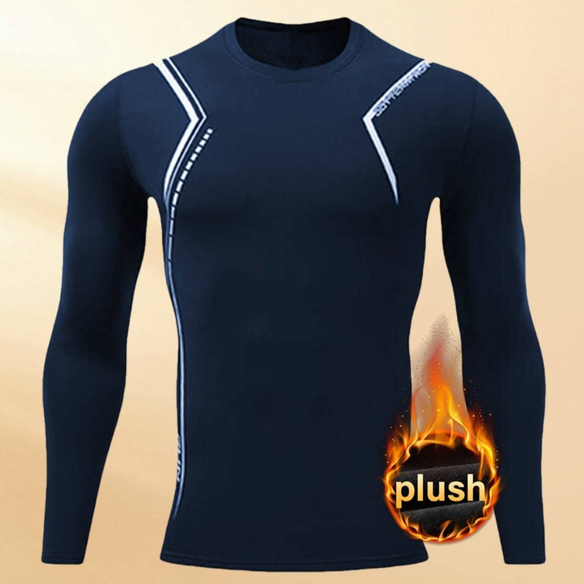 Men's Thermal Compression Base Layer – Fleece-Lined Long Sleeve Workout Shirt For Running, Gym & Outdoor Sports (XS-XXL EU/US Sizing) Black/Navy/Grey_viptrois.com