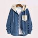 Hot Sale Color-Blocked Fleece-Lined Corduroy Hoodie Jacket For Men - Heavy Duty Winter Shirt Coat_viptrois.com