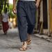 Men's Clothing Casual Summer Elastic Waist Drawstring Multi Pocket Cotton And Linen Trousers Beach Pants_viptrois.com