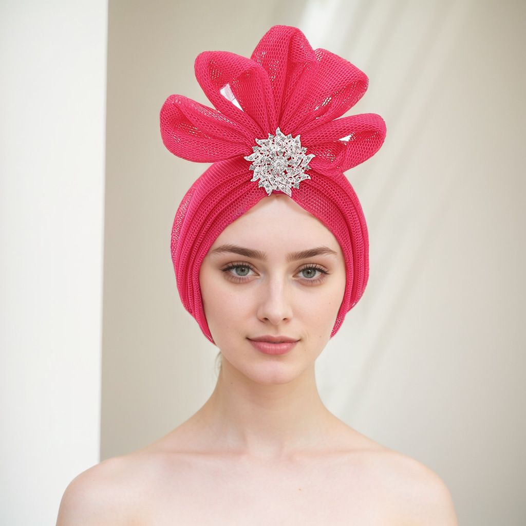 New Mesh Three Dimensional Flower Hat Band Alloy Accessories Baotou Hat_viptrois.com