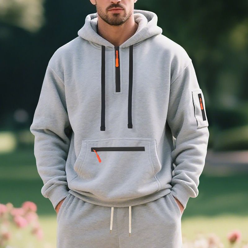 Men's Fleece Hooded Sweatshirt - Winter Warm Pullover, Oversized Fit, Casual Streetwear (Black, White, Navy, Khaki, Gray) – M-XXXL_viptrois.com