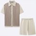 Men's Clothing Casual Cool Silk Knitted POLO Shirt Suit Short Sleeved Jacquard Two Piece Suit For Men SY0181_viptrois.com