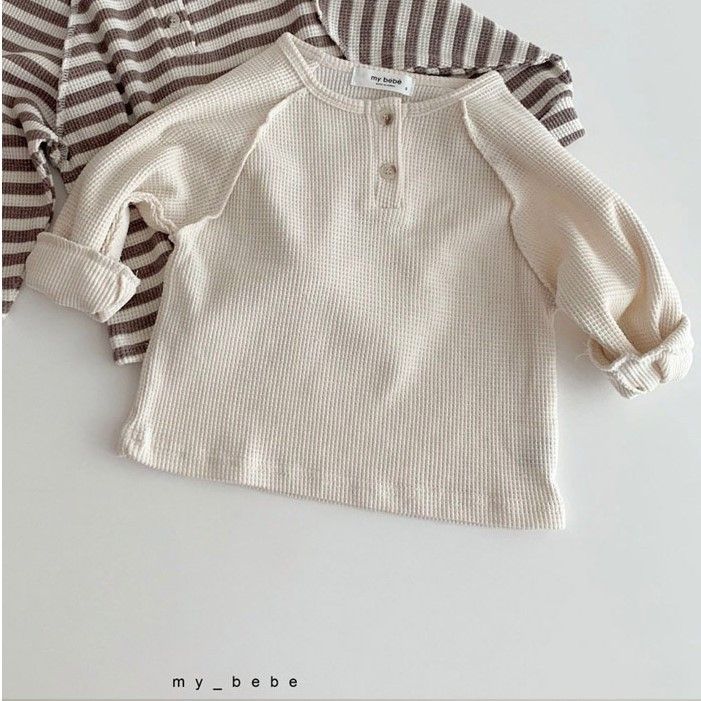 Baby clothing Thick hoodie baby warm waffle plus fleece long sleeve top_viptrois.com