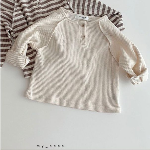 Baby clothing Thick hoodie baby warm waffle plus fleece long sleeve top_viptrois.com