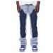 Men's Clothing Men's Denim Overalls Fashion Overalls Hot Style Elastic Patch Denim Layered Flared Pants_viptrois.com