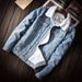 Trendy Men's Winter Light Colored Lamb Denim Korean Oversized Jacket, Plush And Thickened Top_viptrois.com