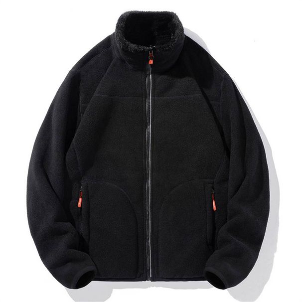 2025 Fashion Outerwear Men's Stand Collar Pure Color Long Sleeve Casual Loose Keep Warm Thick Double-Sided Fleece Sweatshirts L-5XL_viptrois.com