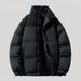 Unisex Winter Corduroy Padded Jacket - Thickened Warm Coat With Stand Collar, Color Block Design, Loose Fit For Men And Women_viptrois.com
