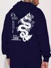 Men's Autumn And Winter Casual Fashionable Loose Hooded Sweatshirt With Geometric Dragon Print Warm Long Sleeved Pullover_viptrois.com