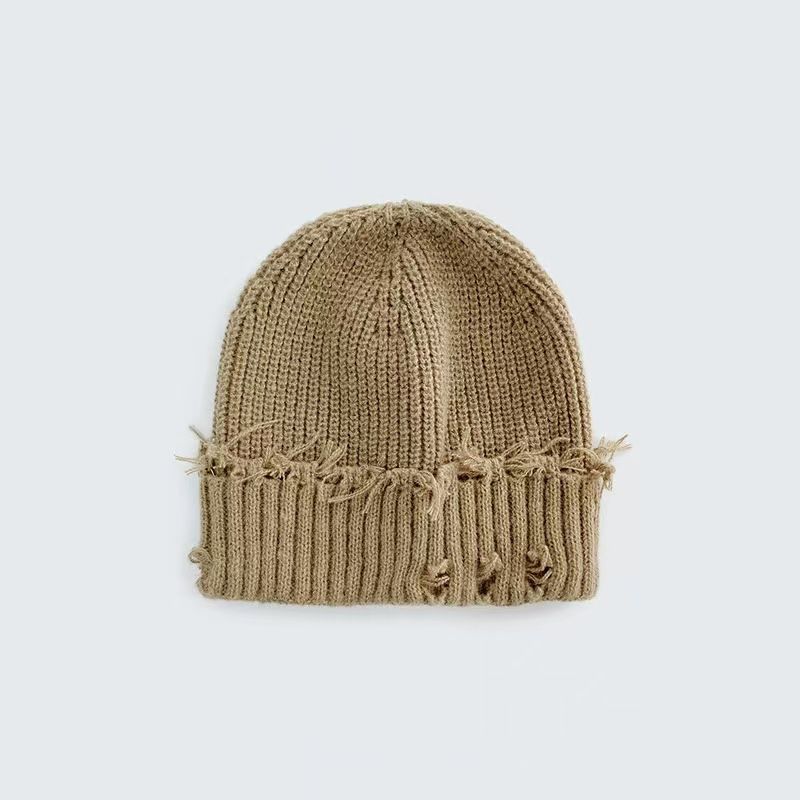 2026 Korean Fashion Perforated Knitted Cold Hat Fashionable Versatile Perforated Hat_viptrois.com