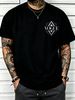100% Cotton Men Casual T-shirt Geometric Framed VOGUE Text Print Crew Neck Short Sleeve Daily Streetwear Top_viptrois.com